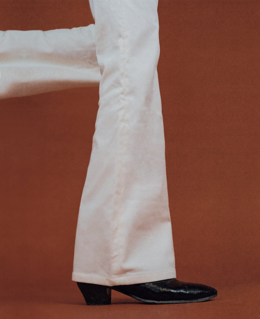Good Morning Keith White Corduroy Mick Flare jeans